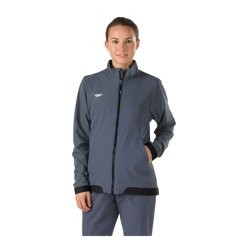 Speedo Female Tech Warm Up Jacket Gray Full Zip Size Medium